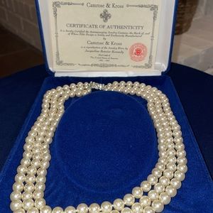 Cameose & Kross three strand Pearl necklace